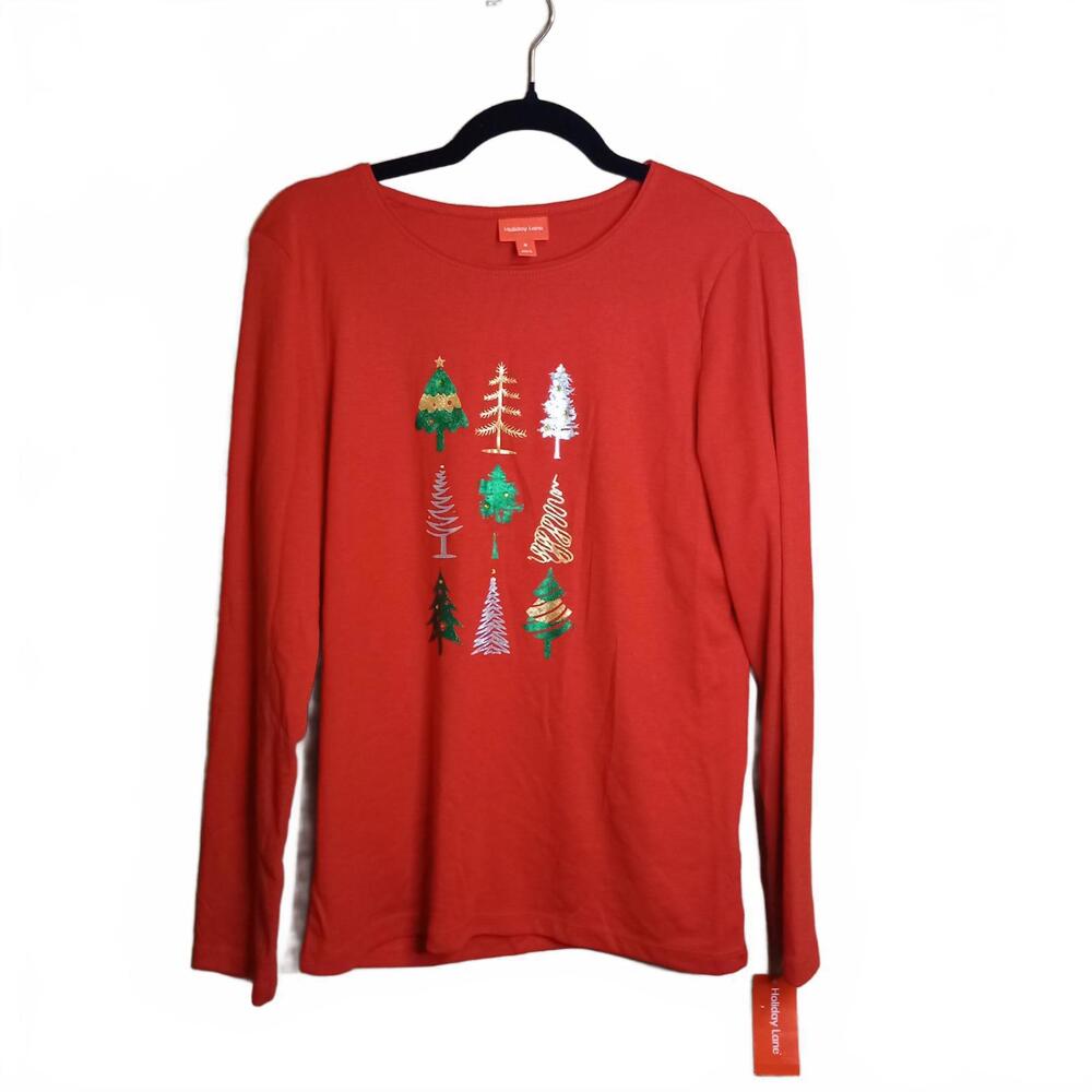 HOLIDAY LANE WOMENS HOLIDAY LANE FESTIVE T RAVISHING RED M